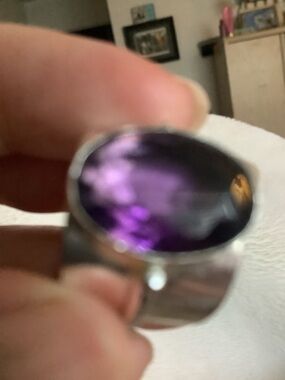 Sterling Silver Ring with Oval cut amethyst Gemstone so 7